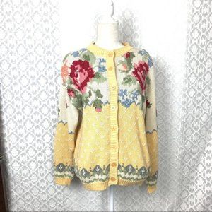 Vintage Floral Yellow and Cream Cardigan